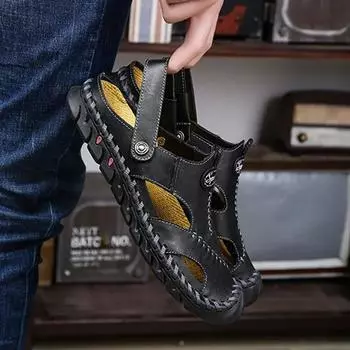 Новые летние тапочки Baotou, мужские повседневные сандалии из натуральной кожи ручной работы, нескользящая уличная обувь двойного назначения для пляжного отдыха и отдыха 43