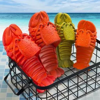 Новые летние тапочки-лобстеры, женские шлепанцы с забавными животными, милая пляжная повседневная обувь, мягкие пляжные тапочки унисекс большого размера, Pantuflas 24- 25 багровый