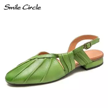 Новые летние темпераментные нишевые сандалии на плоской подошве Baotou, французская модная повседневная женская обувь Mori 35 зелёный