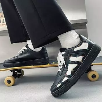 Новые летние трендовые универсальные маленькие белые туфли для молодежной спортивной ниши, повседневная модная обувь 39 чёрный