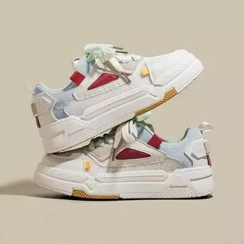 Новые летние туфли Muffin на толстой подошве в тон, студенческие двухцветные кожаные женские повседневные кроссовки на шнуровке 35