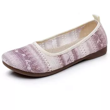 Новые летние туфли повседневные легкие старые Пекинские тканевые туфли женские мягкие сетчатые балетки с вырезом на плоской подошве дышащие туфли для мам 35 серый