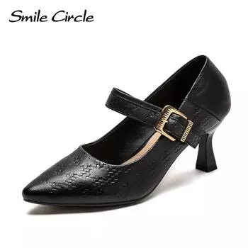 Новые летние туфли с острым носком на маленьком высоком каблуке, универсальная модная женская обувь в стиле ретро для поездок на работу 35 чёрный