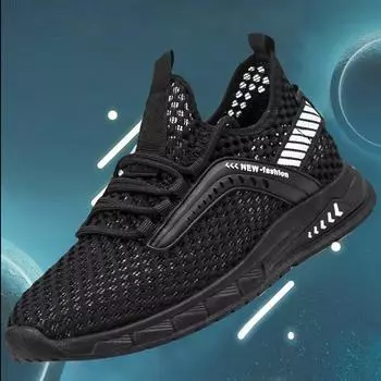 Новые летние туфли с сеткой, обувь в пещере, дышащая сетчатая ткань, спортивная повседневная мужская обувь, модная трендовая мужская обувь 39 чёрный
