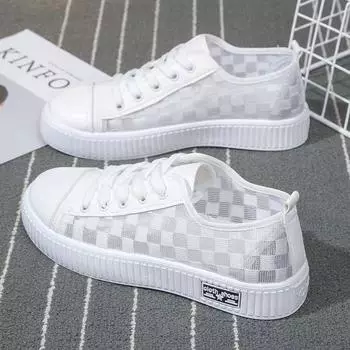 Новые летние туфли с сеткой, женские парусиновые туфли с дышащей сеткой, женская модная универсальная студенческая обувь, кроссовки в корейском стиле с мягкой подошвой