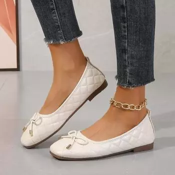 Новые летние удобные повседневные бежевые туфли на плоской подошве с острым носком, элегантные легкие дышащие женские туфли с открытым носком и бантом, НЕТ: W7 36