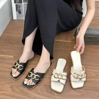 Новые летние удобные повседневные туфли на плоской подошве с острым носком, элегантные дышащие женские тапочки с металлическими украшениями, НЕТ:332-1 36