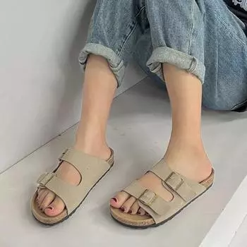 Новые летние удобные женские декоративные сандалии на плоской подошве с квадратной пряжкой, простые повседневные модные тапочки с открытым носком, НЕТ:11858 36