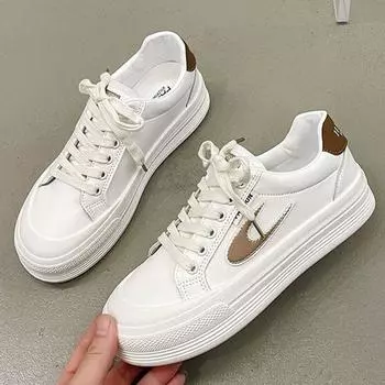 Новые летние универсальные кожаные туфли для скейтборда с мягкой подошвой на шнуровке, студенческие белые туфли для отдыха и спорта 35