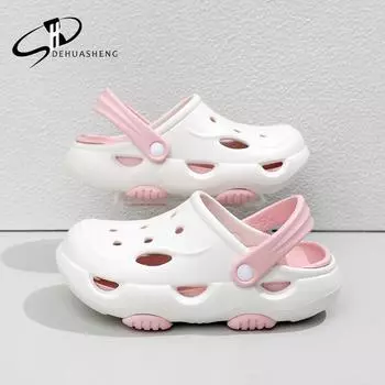 Новые летние универсальные тапочки с толстой подошвой, подходящие для взрослых и детей для ношения повседневных модных, противоскользящих и износостойких тапочек 30-31 розовый