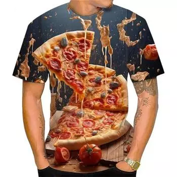 Новые летние забавные футболки с 3D-принтом с изображением еды для мужчин и женщин, повседневная футболка с коротким рукавом, свободная футболка Harajuku, детская мужская одежда M