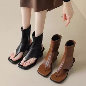 новые летние женские босоножки модные квадратные носки на одну ногу черные босоножки на высоком каблуке с квадратным носком 34 чёрный