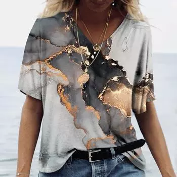 Новые летние женские футболки с 3d градиентными цветами и принтом, модная футболка с коротким рукавом, свободная женская винтажная одежда большого размера в стиле Харадзюку S