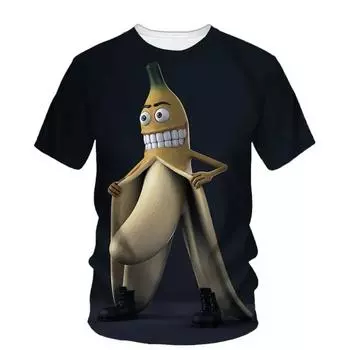 Новые летние женские футболки с забавным мультяшным бананом и 3D принтом, повседневная модная трендовая уличная одежда большого размера с круглым вырезом и короткими рукавами S