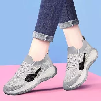 Новые летние женские кроссовки, туфли-лодочки Flyknit, модная повседневная обувь, легкие кроссовки на мягкой подошве 36