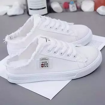 Новые летние женские парусиновые туфли без шнуровки на платформе – дышащая универсальная обувь на шнуровке 42 синий