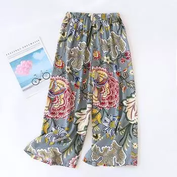 Новые летние женские пижамные штаны из 100% вискозы, укороченные брюки, тонкие свободные широкие брюки, домашние брюки, пижамные брюки больших размеров, милые шорты M