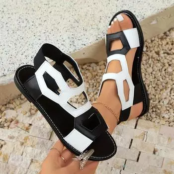 Новые летние женские пляжные шлепанцы большого размера на плоской подошве, повседневные и модные, в контрастных цветах 36