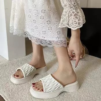 Новые летние женские повседневные пляжные тапочки на платформе 36-37