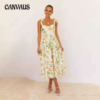 Новые летние женские праздничные платья с принтом на бретельках S