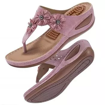 Новые летние женские сандалии, износостойкая нескользящая верхняя обувь с говяжьим сухожилием и толстой подошвой, пляжная обувь с зернистой текстурой 36 бежевый