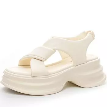 Новые летние женские сандалии, модные сандалии с перекрестными ремешками, серебристые пляжные туфли, эластичные женские сандалии, тапочки на платформе, сандалии 35 бежевый