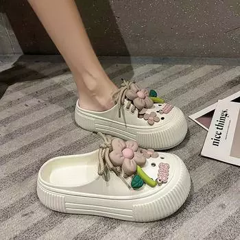 Новые летние женские сандалии, уличные пляжные тапочки, обувь без застежек, обувь с закрытым носком 36 белый