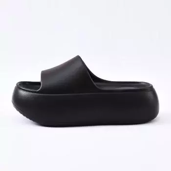 Новые летние женские шлепанцы на платформе, увеличивающие рост, однотонные, для улицы, шлепанцы на перемычке, приморский пляж, студенческие 35-36 чёрный