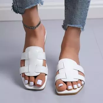 Новые летние женские тапочки, модные дизайнерские туфли на плоской подошве, уличные дышащие шлепанцы, женские пляжные тапочки 35