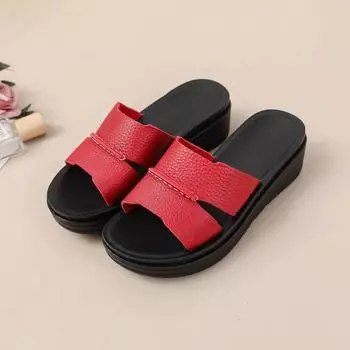 Новые летние женские тапочки, повседневные удобные нескользящие домашние тапочки на толстой подошве, домашние однотонные женские пляжные тапочки 35