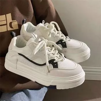 Новые летние женские туфли Muffin с толстой подошвой в тон, простые и стильные повседневные спортивные белые туфли для женщин, оптовая продажа 35