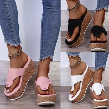 Новые летние женские туфли на склоне большого размера с женскими сандалиями с пряжками 39 чёрный