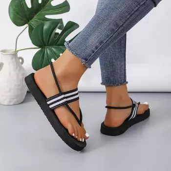 Новые летние женские туфли с клипсами, повседневные сандалии, эластичные пляжные сандалии больших размеров, сандалии на платформе 36