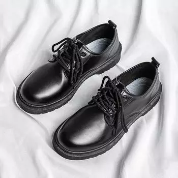 Новые лоферы Мужская мода Британские туфли на толстой подошве из кожи Кроссовки Мужские туфли Легкая дышащая обувь Плоские черные кроссовки EU39 чёрный