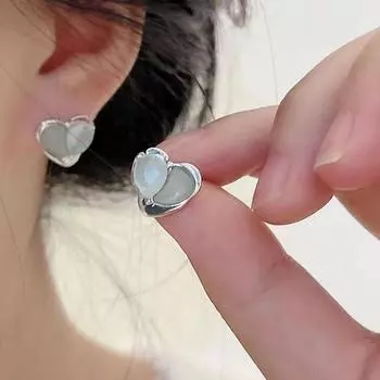 Новые лоскутные светло-зеленые серьги с кристаллами Love для женщин, нишевые дизайнерские серьги для вечеринок