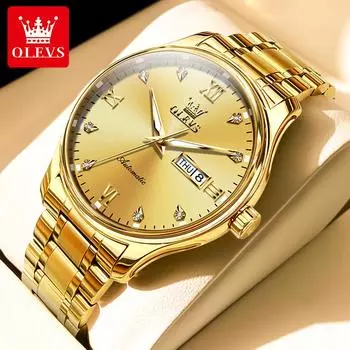 Новые лучшие мужские часы Механические мужские часы с инкрустацией и двойным календарем белый