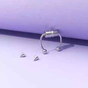 Новые магнитные мужские и женские изделия из нержавеющей стали, двусторонние геометрические заклепки, накладные кольца в носу, аксессуары для носа в форме подковы