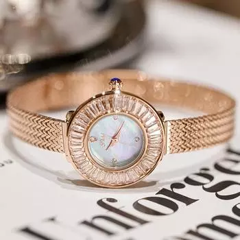 Новые маленькие дисковые часы Water Diamond British Watch, модный дизайн, повседневные простые сетчатые модные часы для женщин