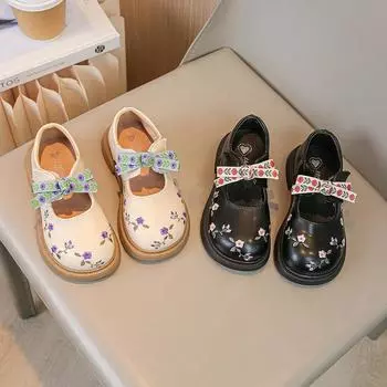 Новые маленькие кожаные туфли для девочек на весну и осень, детские нескользящие туфли в стиле ретро на мягкой подошве, туфли принцессы 26 белый