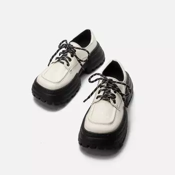 Новые маленькие кожаные туфли с квадратным носком, женские туфли в студенческом стиле на толстой подошве с ремешками, спортивная повседневная обувь с большим носком 35