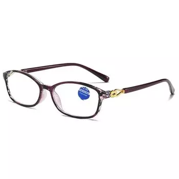 Новые маленькие оправы с принтом для женщин, очки для чтения, классические очки с защитой от синего луча, пресбиопии, оптические очки, очки 150 фиолетовый