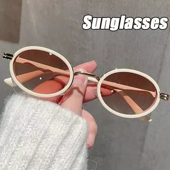 Новые маленькие овальные солнцезащитные очки для женщин и мужчин, винтажные брендовые градиентные солнцезащитные козырьки, анти-УФ очки, готовые уличные очки, очки