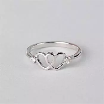 Новые маленькие свежие креативные полые сердечки в форме сердца с двойной любовью из стерлингового серебра 925 пробы, модные хрустальные открывающиеся кольца R137