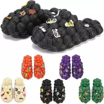 Новые массажные шлепанцы с пузырьками для женщин и мужчин. Забавные нескользящие тапочки из личи для спа. Мягкая подушка. Слайды для снятия стресса. Повседневные тапочки с аксессуарами. 37-38 зелёный