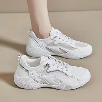 Новые массивные кроссовки, кроссовки для тенниса, женские, дышащие, сетчатые, повседневные, кроссовки, женские, на платформе, со шнуровкой, вулканизированные, 35-40 35 белый
