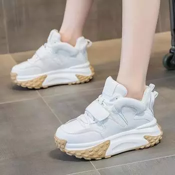 Новые массивные зимние теплые кроссовки, повседневная обувь на платформе со шнуровкой для папы, осенне-зимняя белая обувь с низким берцем, женские zapatos 35 бежевый