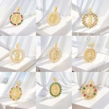 Новые медные позолоченные ювелирные изделия циркон кулон ювелирные изделия винтажное ожерелье Мария кулон