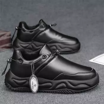 Новые меховые теплые зимние ботинки мужские зимние повседневные кожаные походные спортивные дизайнерские роскошные кроссовки на платформе ковбойские 39 чёрный