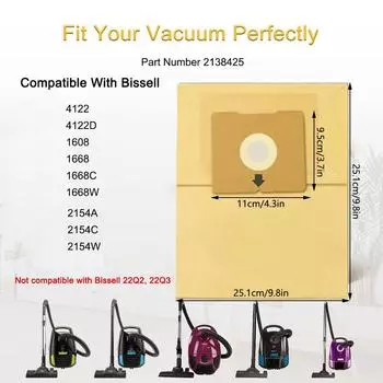 Новые мешки для пылесоса для Bissell 4122 2154A,2154C,2154W,1608,4122,4122-D,1668,1668C,1668W
