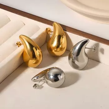 Новые металлические медные серьги-гвоздики в виде капель воды для женщин, винтажные нерегулярные гладкие полые серьги, свадебные украшения, подарок Gold-01